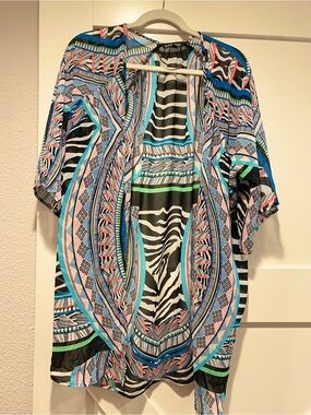 Express Geometric & Zebra Print sheer Kimono swim cover up size XS